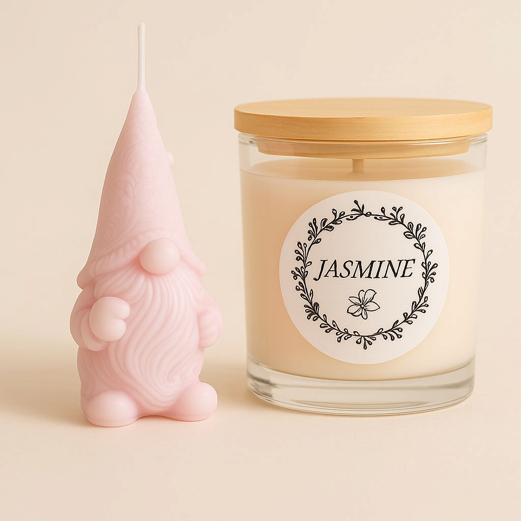 Jasmine; 6oz candle with matching gnome wax melt