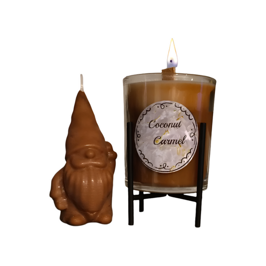 Coconut Carmel; 6oz candle with matching gnome wax melt