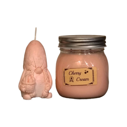 Cherry Cream; 8oz candle with matching gnome wax melt
